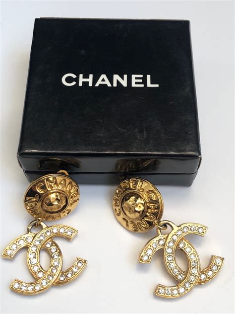 chanel earrings clip|authentic chanel logo stud earrings.